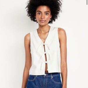 White Tie-Front Tank Top Vest